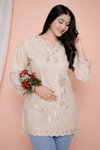 FF Beige Cotton Designer Western Ladies Top Tunic Wholesale Market In Surat